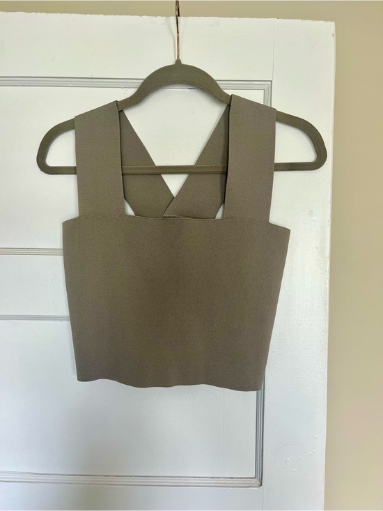 Petal & Pup Tops - Petal & Pup Sage/Olive Gray Cropped Square Neck Tank